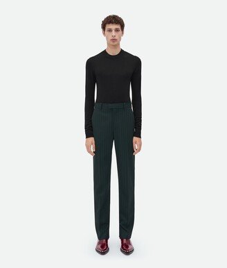 Slim Leg Wool Pinstripe Pants