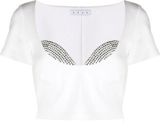 crystal-embellished cropped T-shirt