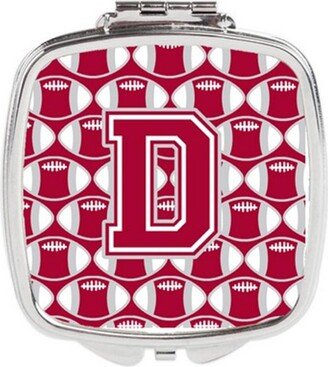 CJ1065-DSCM Letter D Football Crimson, Grey & White Compact Mirror