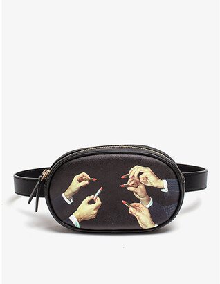 Black Wears Toiletpaper Lipstick Faux-leather Belt bag