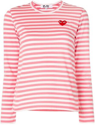 striped logo-patch long sleeved T-shirt