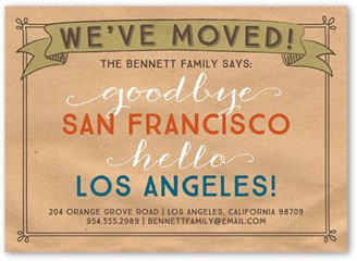 Moving Announcements: Vintage Poster Moving Announcement, Beige, Matte, Signature Smooth Cardstock, Square