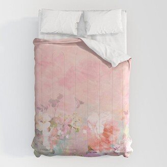 Modern blush watercolor ombre floral watercolor pattern Comforter