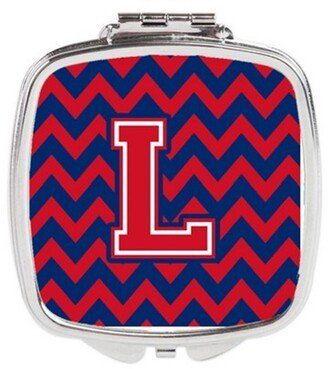 CJ1054-LSCM Letter L Chevron Yale Blue & Crimson Compact Mirror