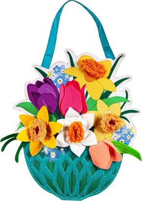 Spring Floral Basket Door Decor- 15 x 18.5 Inches Fade and Weather Resistant