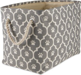 Contemporary Home Living 17.5 Gray Decorative Rectangular Large Lattice Paw Pet Storage Bin