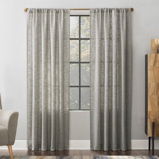 Scott Living Wallis Crosshatch Slub Textured Linen Blend Sheer Rod Pocket Curtain Panel, Single Panel