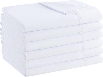 Arkwright Home Arkwright Bulk Flat Microfiber Sheets - (6 Pack) Color-Coded Hem Threads Bedding Essentials Supplies for Rental Properties, College Dorm Rooms or Hous