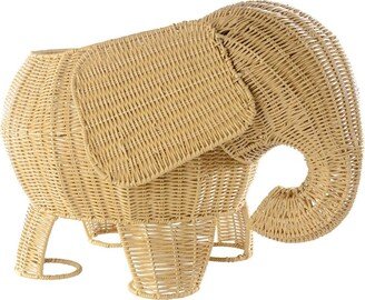 Kaplan Early Learning Elephant Washable Wicker Floor Basket - Beige/khaki