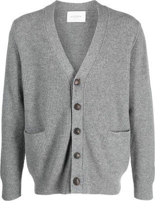 ribbed-knit V-neck cardigan