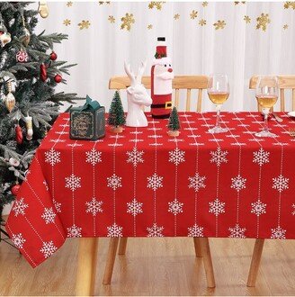 Rectangle Snowflake Christmas Tablecloth, Red,