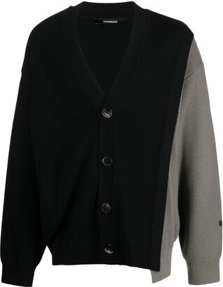 contrast-panel V-neck cardigan