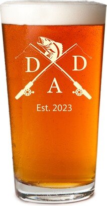 Dad Est 2023 Fishing Beer Mug Glass New Gift First Father's Day Established Date Birthday Or Man Cave From Wife Mom