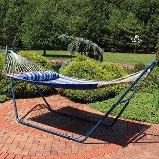 Sunnydaze Decor Sunnydaze Quilted 2-Person Hammock and Universal Blue Steel Stand Catalina Beach