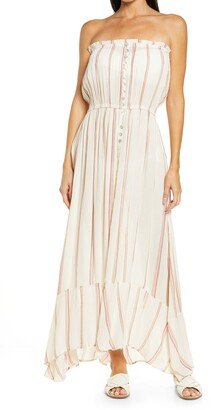 Strapless Stripe Maxi Cover-Up Dress