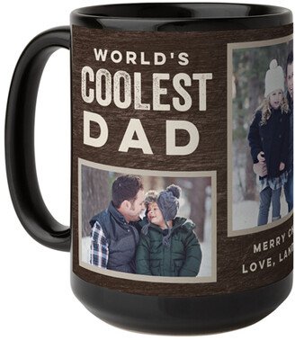 Mugs: Coolest Dad Mug, Black, 15Oz, Brown