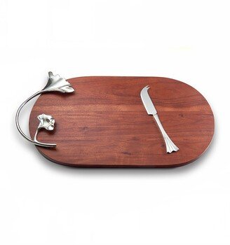 Mary Jurek Ginkgo Wood Oval Tray with Knife