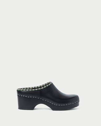 Maude Black Leather Clog