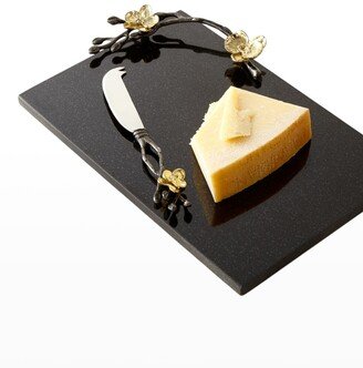 Gold Orchid Small Cheese Board & Knife