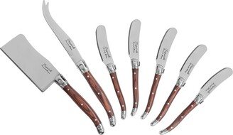 7Pc Laguiole Cheese Knife/Spreader Set With Pakkawood Handles