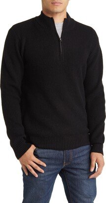 Half Zip Rib Wool Blend Sweater