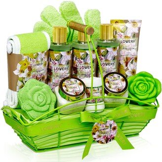 Lovery Home Spa Gift Baskets - Magnolia & Jasmine Scent - 13pc set