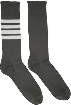 Grey Mid-Calf 4-Bar Socks