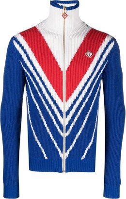 Colourblock Zip-Up Jumper