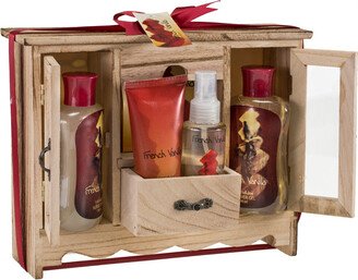 Freida and Joe French Vanilla Fragrance Spa & Skin Care Gift Set in Natural Wood Curio