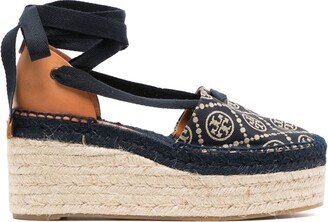 Monogram-Print Wedge Espadrilles-AA