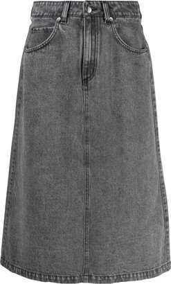 High Waist Midi Denim Skirt