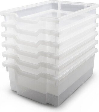 6pk 12.3 x 16.8 x 5.9 Deep F2 Tray Heavy Duty School Industrial & Utility Bins Translucent - Gratnells