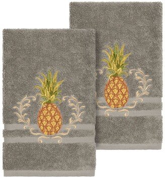 Welcome Embellished Hand Towel - Set of 2 - Dark Grey