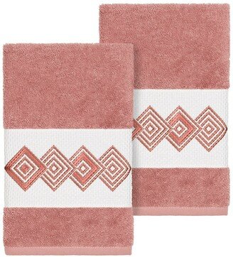 Noah Embellished Hand Towel - Set of 2 - Tea Rose