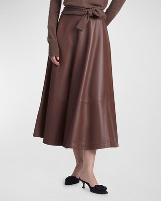Varda Leather A-Line Midi Skirt