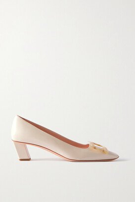 Belle Vivier Buckled Leather Pumps - Cream