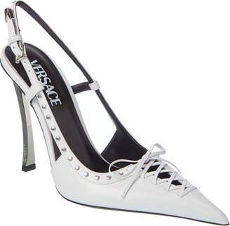 Laced Pin-Point Leather Slingback Pump-AA