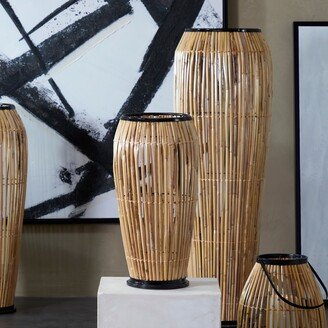 The Novogratz Handmade Slatted Frame Vase with Black Metal Accents