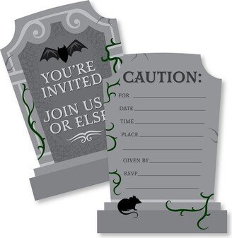 Big Dot of Happiness Creepy Cemetery - Shaped Fill-In Invitations - Spooky Halloween Tombstone Party Invitation Cards with Envelopes - Set of 12