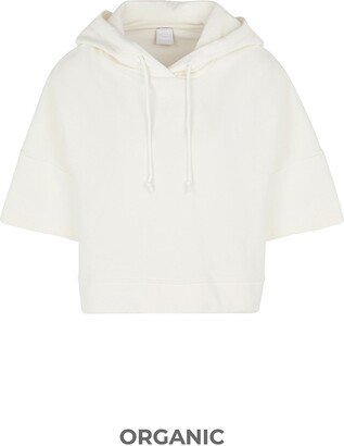 Organic Jersey 3/4 Sleeve Hoodie Sweatshirt Ivory