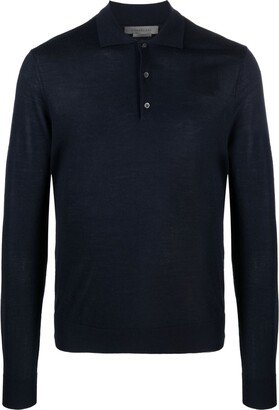 Fine-Knit Long-Sleeve Polo Shirt-AC