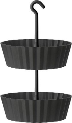 Sunny Hanging 2-Tiered Lace Planter Round Anthracite 10in