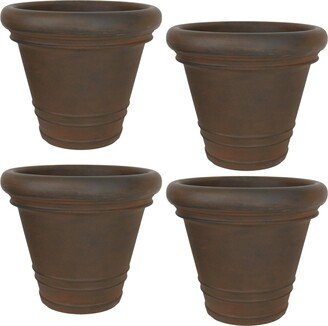 Sunnydaze Decor 16 in Walter Dual-Wall Polyresin Planter - Rust - Set of 4