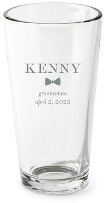 Pint Glasses: Bowtie Groomsmen Pint Glass, Etched Pint, Set Of 1, White