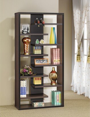 CDecor Corin Cappuccino 8 Staggered Shelves Bookcase