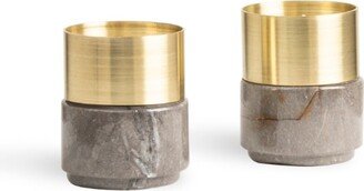 And Jacob Brass Candle Holders Gray Marble