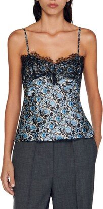 Dantin Floral Lace Trim Satin Camisole