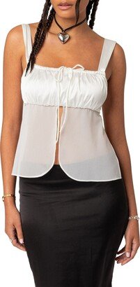 EDIKTED Split Front Satin & Chiffon Camisole