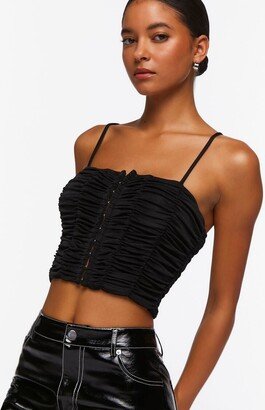 Ruched Hook-and-Eye Cropped Cami