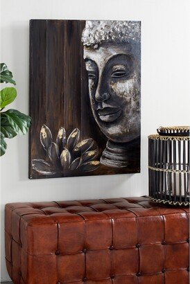 Studio 350 Black and Brown Lotus Buddha Painting Metallic Wall Art 29.5 x 39.5 - 30 x 2 x 40